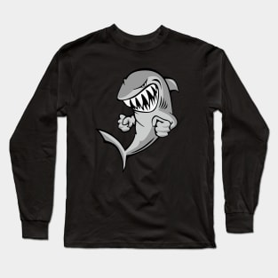 Shark With Attitude Cartoon Long Sleeve T-Shirt